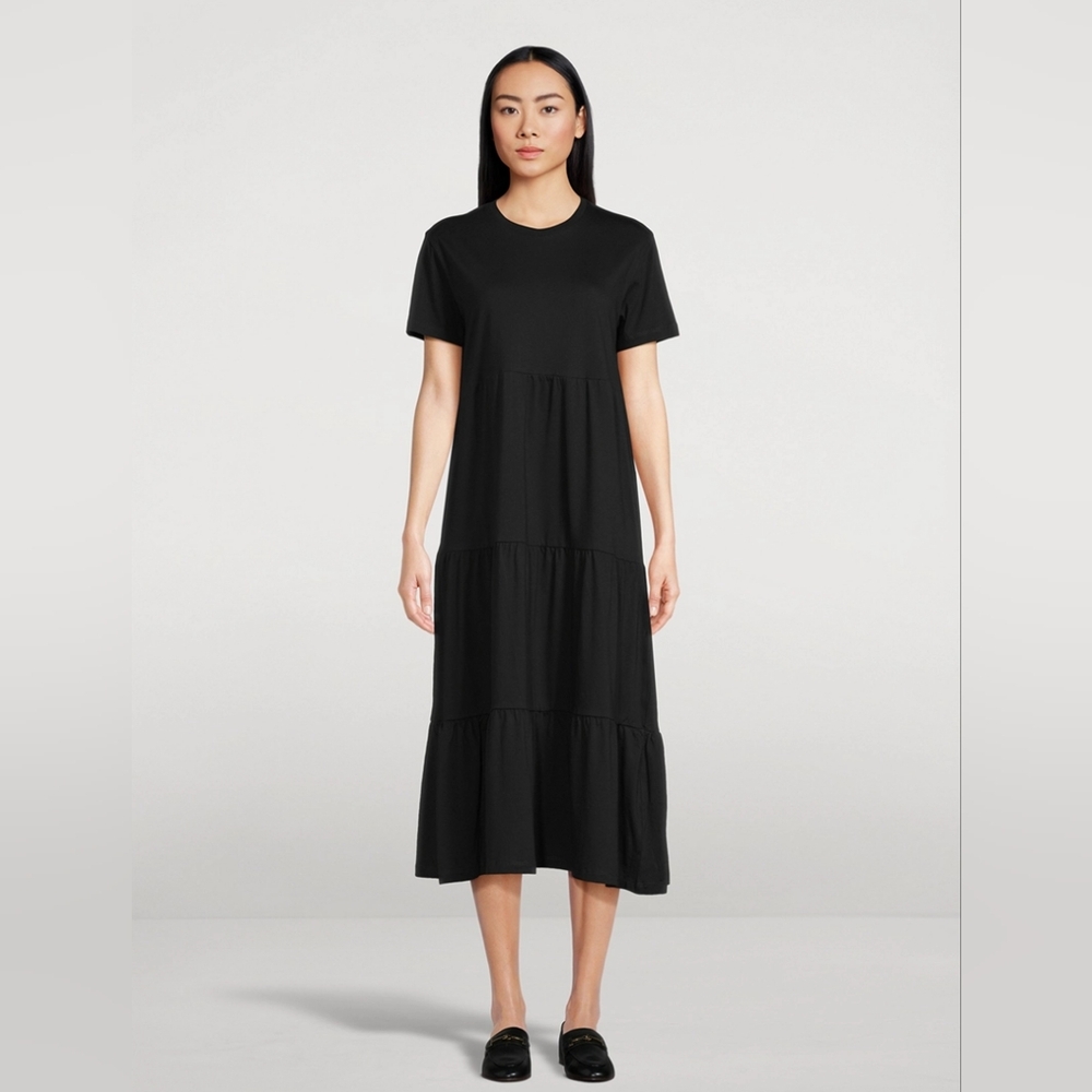 KOTN Black Tiered Midi Dress
